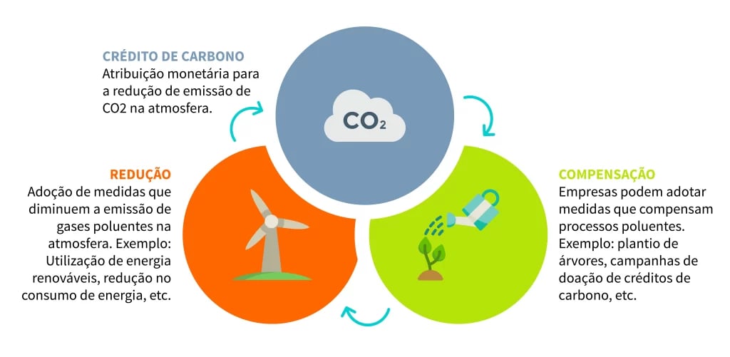 Ciclo de compensação de  créditos de carbono