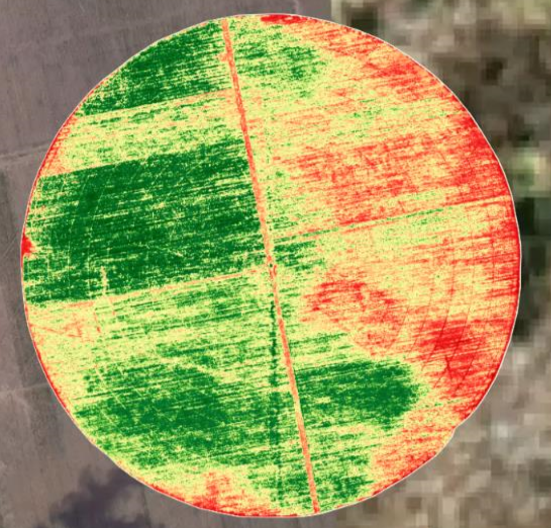 Índice de Vegetação VARI, define a variabilidade de biomassa e atividade fotossintética para identificação de anomalias (doenças, pragas, estresse nutricional e hídrico). 