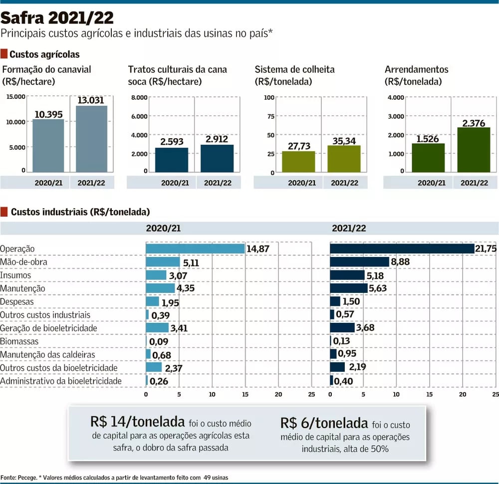 Infográfico sobre a safra de Cana-de-açúcar